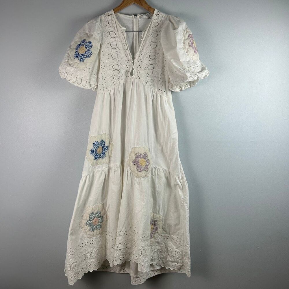 SEA NEW YORK Violette Patch Puff Sleeve Midi Dress M - Picture 2 of 9